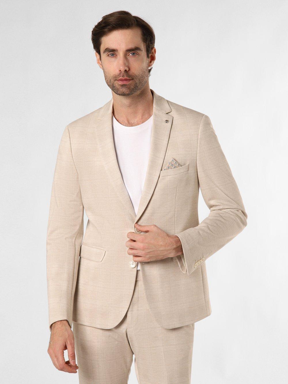 Finshley & Harding London Baukasten-Sakko Herren Slim Fit kariert, beige von Finshley & Harding