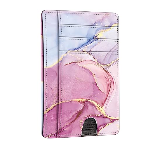 FINTIE Flache Geldbörse Kartenetui, Premium Kunstleder RFID-Blocker Slim Geldbeutel Kreditkartenetui mit ID-Fenster und Schnellzugriff-Fach für Herren Damen, Glorreicher Marmor von FINTIE