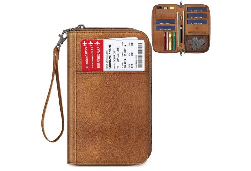 Fintie Geldbörse Reisepass Tasche Familie Reiseorganizer, Wasserdicht Reisepasshülle, Ausweistasche Dokumentee mit RFID Blockier für Damen und Herren von Fintie