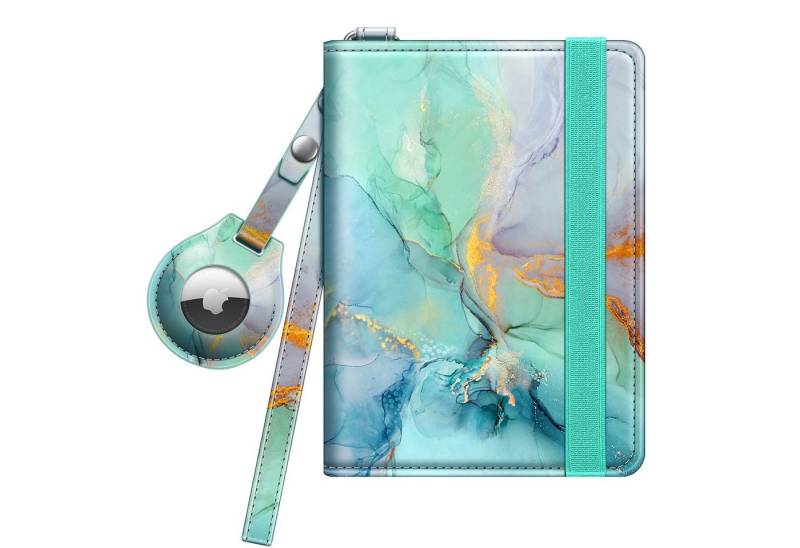 Fintie Geldbörse Reisepasshülle mit Airtag Halter, Slim Reisepass Hülle RFID-Schutz, Schutzhülle Passport Cover für Reisedokumente Impfpass Herren Damen von Fintie