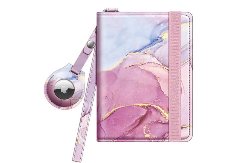 Fintie Geldbörse Reisepasshülle mit Airtag Halter, Slim Reisepass Hülle RFID-Schutz, Schutzhülle Passport Cover für Reisedokumente Impfpass Herren Damen von Fintie