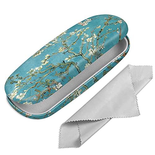 Fintie Hardcase Brillenetui - Tragbare Hartschale Brillenetui mit Brillenputztuch - Etui für Brillen und Sonnenbrille, Mandelblüten von Fintie