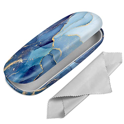 Fintie Hardcase Brillenetui - Tragbare Hartschale Brillenetui mit Brillenputztuch - Etui für Brillen und Sonnenbrille, Ozean Marmor von Fintie