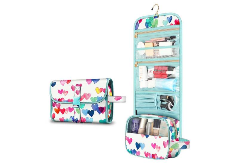 Fintie Kulturbeutel Tragbare Kulturtasche Kosmetiktasche Reisetasche, Große wasserdichte, Aufhängen Make-up Organizer Stauraum Tasche für Damen Mädchen von Fintie