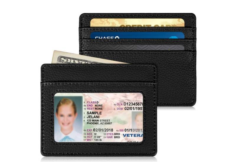 Fintie Mini Geldbörse Flache Kartenetui Ausweishülle, Premium Kunstleder RFID Schutz, Slim Geldbeutel Kreditkartenetui mit ID-Fenster & Schnellzugriff-Fach von Fintie