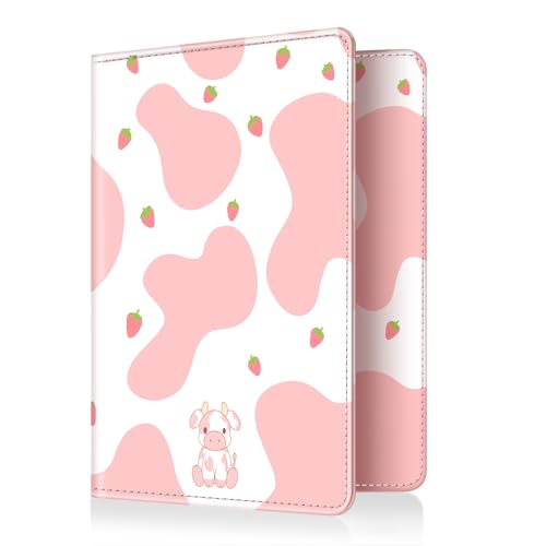 FINTIE Reisepass Impfpass Schutzhülle - Premium Kunstleder Reisepasshülle Travel Organizer mit RFID-Blockier für Kreditkarten, Ausweis, Reisedokumente Damen Herren, Strawberry Cow von FINTIE