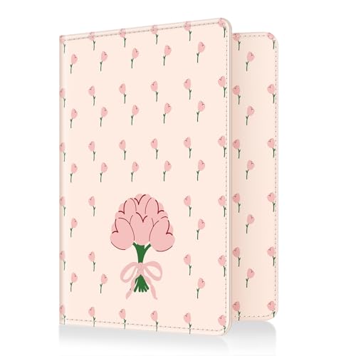 FINTIE Reisepass Impfpass Schutzhülle - Premium Kunstleder Reisepasshülle Travel Organizer mit RFID-Blockier für Kreditkarten, Ausweis, Reisedokumente Damen Herren, Tulpe von FINTIE