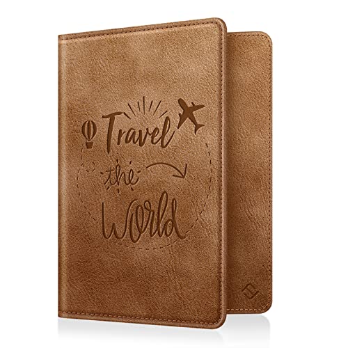 FINTIE Reisepass Impfpass Schutzhülle - Premium Kunstleder Reisepasshülle Travel Organizer mit RFID-Blockier für Kreditkarten, Ausweis, Reisedokumente Damen Herren, Vintage Dunkelbraun FINTIE Reisepass Impfpass Schutzhülle - Premium Kunstleder Reisepasshülle Travel Organizer mit RFID-Blockier für Kreditkarten, Ausweis, Reisedokumente Damen Herren, Vintage Dunkelbraun von FINTIE