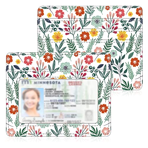 Fintie Schlanke, minimalistische Vordertasche, RFID-blockierende Kreditkartenetui mit Ausweisfenster für Männer und Frauen (Frühlingsblumen) von Fintie