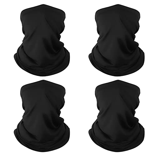 4-Pack Hals Gaiter Atmungsaktive Bandana Maske für Schutz im Freien waschbare wiederverwendbare Kühlung Gator Maske Gesicht Schal Abdeckung Schutz vor Staub Sonne für Männer Frauen Radfahren Schwarz von Finvizo