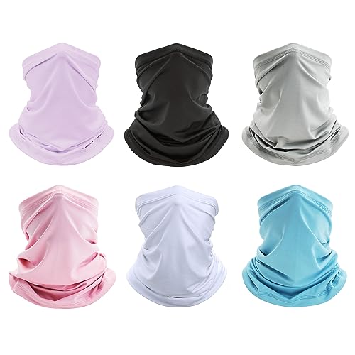Finvizo Multifunktionstuch Schlauchschal Halstuch: 6 Stück Elastisch Loop Schal Bandana Winddicht Mundschutz Sturmhaube Gesichtsmaske für Herren Damen, Helle von Finvizo
