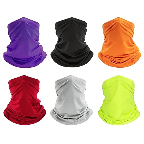 Finvizo Multifunktionstuch Schlauchschal Halstuch: 6 Stück Elastisch Loop Schal Bandana Winddicht Mundschutz Sturmhaube Gesichtsmaske für Herren Damen, Leuchtende von Finvizo
