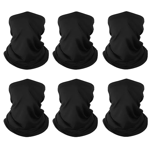 Finvizo Multifunktionstuch Schlauchschal Halstuch: 6 Stück Elastisch Loop Schal Bandana Winddicht Mundschutz Sturmhaube Gesichtsmaske für Herren Damen, Schwarz von Finvizo