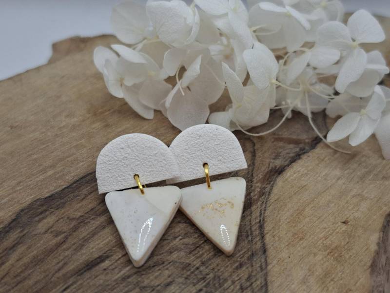 Polymer Clay Ohrring/ Weiß/ Gold// Fimo von FioJu