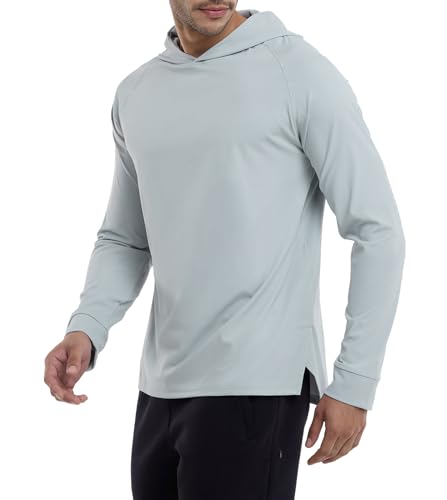 Fioboc Herren Hoodies Smoothblend Athletisch Schnell Dry Leichtes Workout Kapuzenpullover Langarm Plain Pullover Herren Hoodie Feuchtigkeitsableitend Aktives Kapuzen Sweatshirt für Männer S-4XL von Fioboc