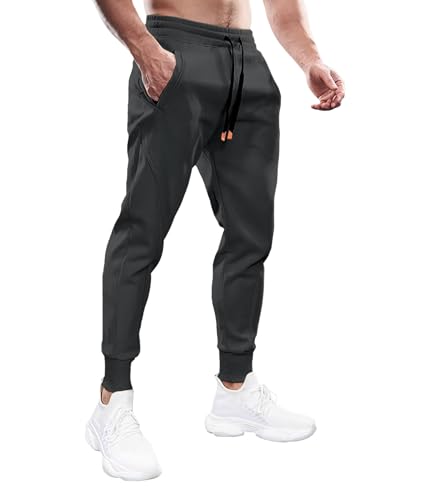 Fioboc Herren-Jogginghose, aktive Wochenend-Performance-Jogger für Herren, Sweatpants mit Reißverschlusstaschen, athletische Jogger, Slim-Fit, dunkel-anthrazit, X-Groß von Fioboc