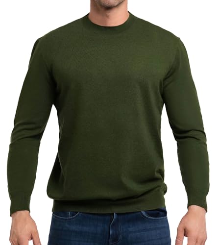 Fioboc Herren Pullover Tops Winter Gestrickte Rundhalspullover Langarm Weiche Warme Mock Neck Klassische Casual Strickwaren Pullover für Männer, Armeegrün S von Fioboc