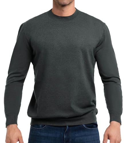 Fioboc Herren Pullover Tops Winter Gestrickte Rundhalspullover Langarm Weiche Warme Mock Neck Klassische Casual Strickwaren Pullover für Männer, Kohlenstoff S von Fioboc