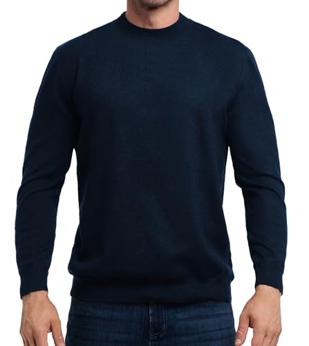Fioboc Herren Pullover Tops Winter Gestrickte Rundhalspullover Langarm Weiche Warme Mock Neck Klassische Casual Strickwaren Pullover für Männer, Pazifisch Blau M von Fioboc