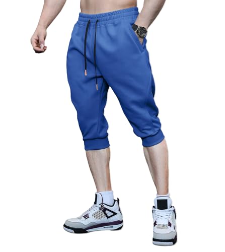 Fioboc Weekend Performance 3/4-Jogginghose für Herren, Sweatpants mit Reißverschlusstaschen, athletische Jogginghose, M-3XL, Classic_fit-bright_blue, XX-Large von Fioboc
