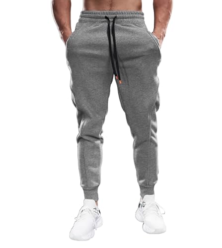 Fioboc Weekend Performance Jogginghose für Herren, Sweatpants mit Reißverschlusstaschen, athletischer Jogger, Herren-Workout-Hose, M-3XL, A-slim-fit-charcoal-grey, X-Groß von Fioboc