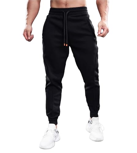 Fioboc Weekend Performance Jogginghose für Herren, Sweatpants mit Reißverschlusstaschen, athletischer Jogger, Herren-Workout-Hose, M-3XL, A-slim-fit-black, X-Groß von Fioboc