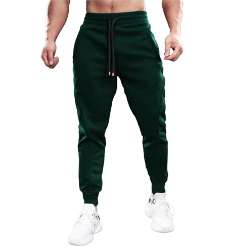 Fioboc Weekend Performance Jogginghose für Herren, Sweatpants mit Reißverschlusstaschen, athletischer Jogger, Herren-Workout-Hose, M-3XL, C-slim-fit-dunkelgrün, Mittel von Fioboc