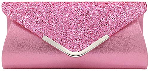 Alifyt Damen Clutch Tasche Elegant Pailletten Abend Clutch Geldbörse Kette Schultertaschen Glitzernd Gold Abend Braut Abschlussball Party Handtasche Geldbörse, rose von Fioeyr