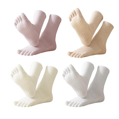 Fiohiros 4 Paar Zehensocken für Damen, Baumwolle, Fünf-Finger, Laufsocken, Hochleistungs-Sportsocken für Wandern, Radfahren, PYW, Einheitsgröße Fiohiros 4 Paar Zehensocken für Damen, Baumwolle, Fünf-Finger, Laufsocken, Hochleistungs-Sportsocken für Wandern, Radfahren, PYW, Einheitsgröße von Fiohiros