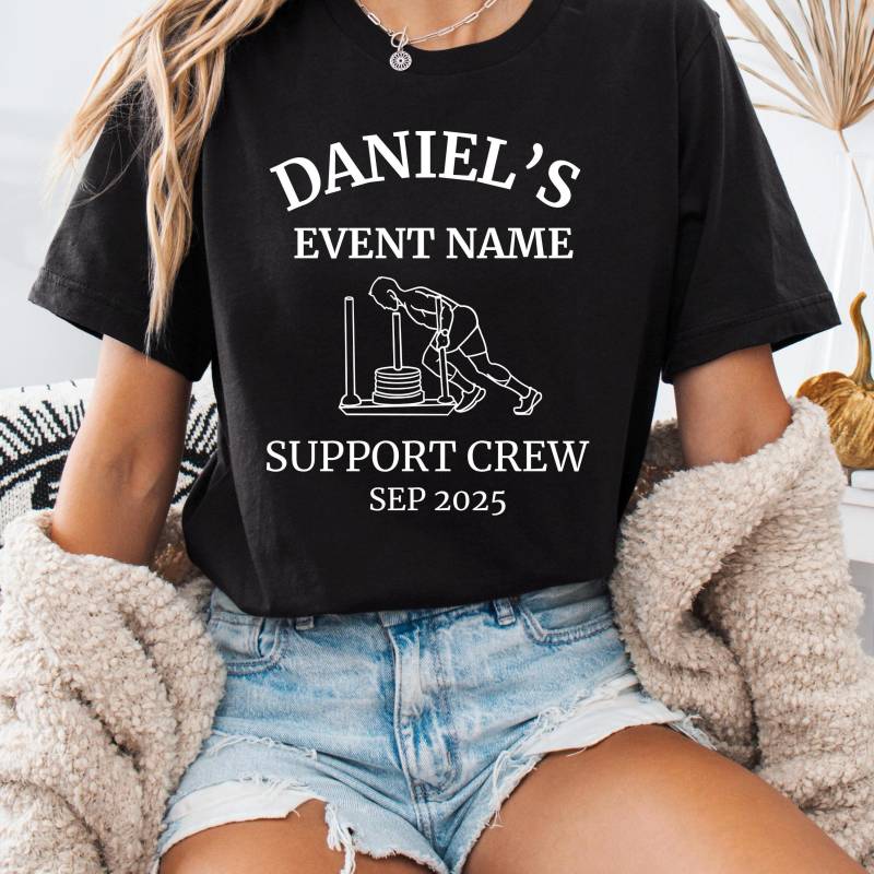 Custom Support Hybrid Athlete Shirt, Personalisiertes Gym Top Mit Stadt Und Datum, Workout Shirt Für Starke & Ausdauer Athleten von FiorasBoutique