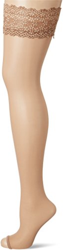 Fiore Damen ELUXA/GOLDEN LINE Classic Halterlose Strümpfe, 20 DEN, Braun (Light Natural 086), Large (Herstellergröße:4) von Fiore