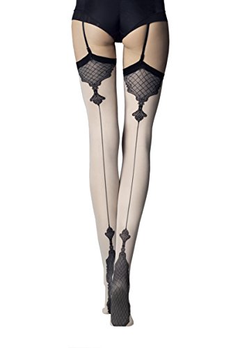 Fiore Damen Vanity/STORIA Strapsstrümpfe, 40 DEN, Beige (Linen 079), Large (Herstellergröße:4) von Fiore
