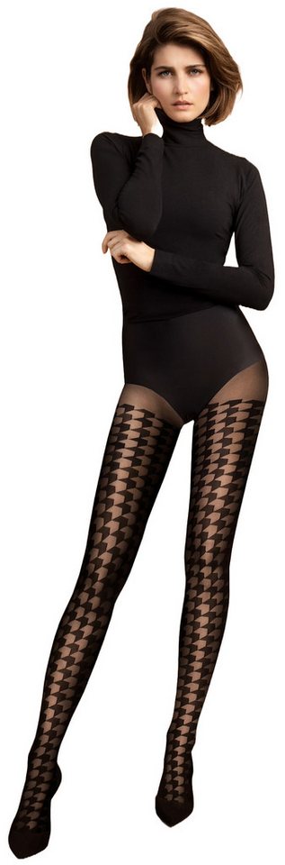 Fiore Feinstrumpfhose Love Affair (Packung 1 Paar) Feinstumpfhose 20DEN mit geometrischem Pepita-Muster von Fiore