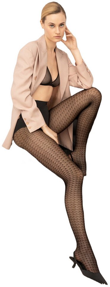 Fiore Feinstrumpfhose Timeless Kiss (Packung 1 St. 1 Paar) Feinstumpfhose 15DEN feines Muster in minimalistischem Design von Fiore
