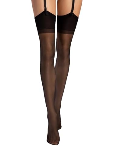 Fiore Infini 15DEN Strapsstrümpfe S-L Strapse Strümpfe Nylons Damenstrümpfe WOW (L=44-46, Schwarz) von Fiore