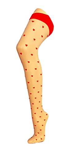 Fiore Love Booster 15DEN Strapsstrümpfe S-XL Mehrfarbig Strapse Strümpfe Nylons (L (4) 44-46, Poudre/Rot) von Fiore