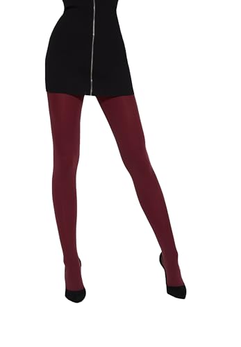 MYCHICLEGS - Blickdichte Damenstrumpfhose aus Microfaser, 60 DEN - Karminrot - L von MYCHICLEGS
