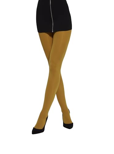 MYCHICLEGS - Blickdichte Damenstrumpfhose aus Microfaser, 60 DEN - Senfgelb - XL von MYCHICLEGS