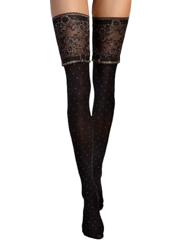 Fiore Notte 40DEN Halterlose Strümpfe S-L Schwarz Damenstrümpfe Nylons Damen (L, Schwarz) von Fiore