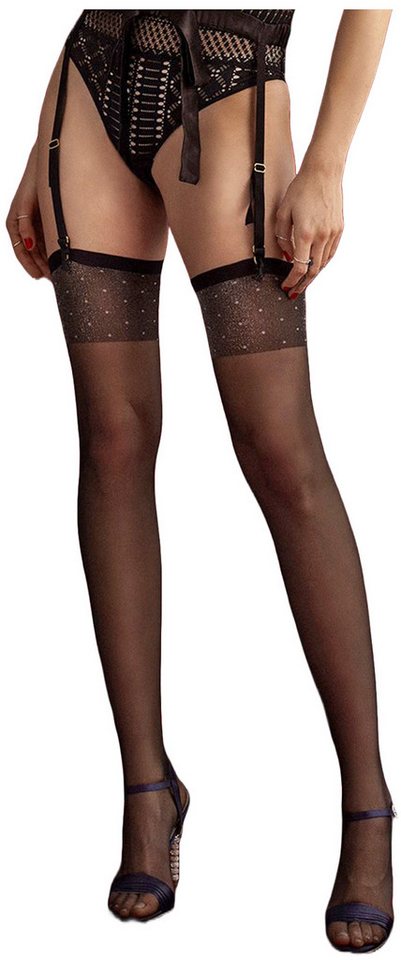 Fiore Strapsstrümpfe Sensual (Packung, 1 Paar) Strapsstümpfe mit dekorativem, silbernen Abschluss am Strumpfband von Fiore