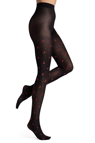 Fiore Weihnachten Strumpfhosen für Damen Strümpfe mit Gedrucktes Muster | gemusterte Strumpfhose BE MERRY 40 den von Fiore