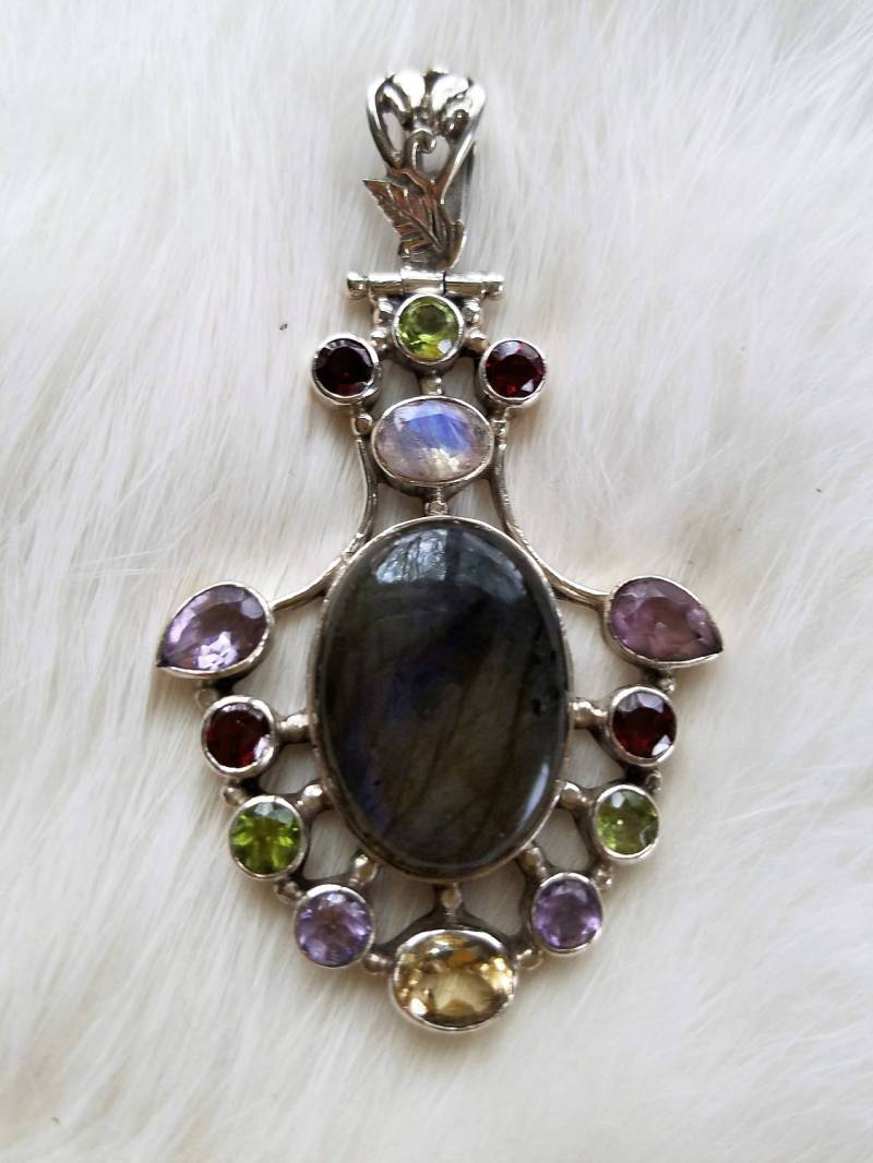 Herrliche Multistone Labradorit Anhänger In.925 Silber von Fioredoro