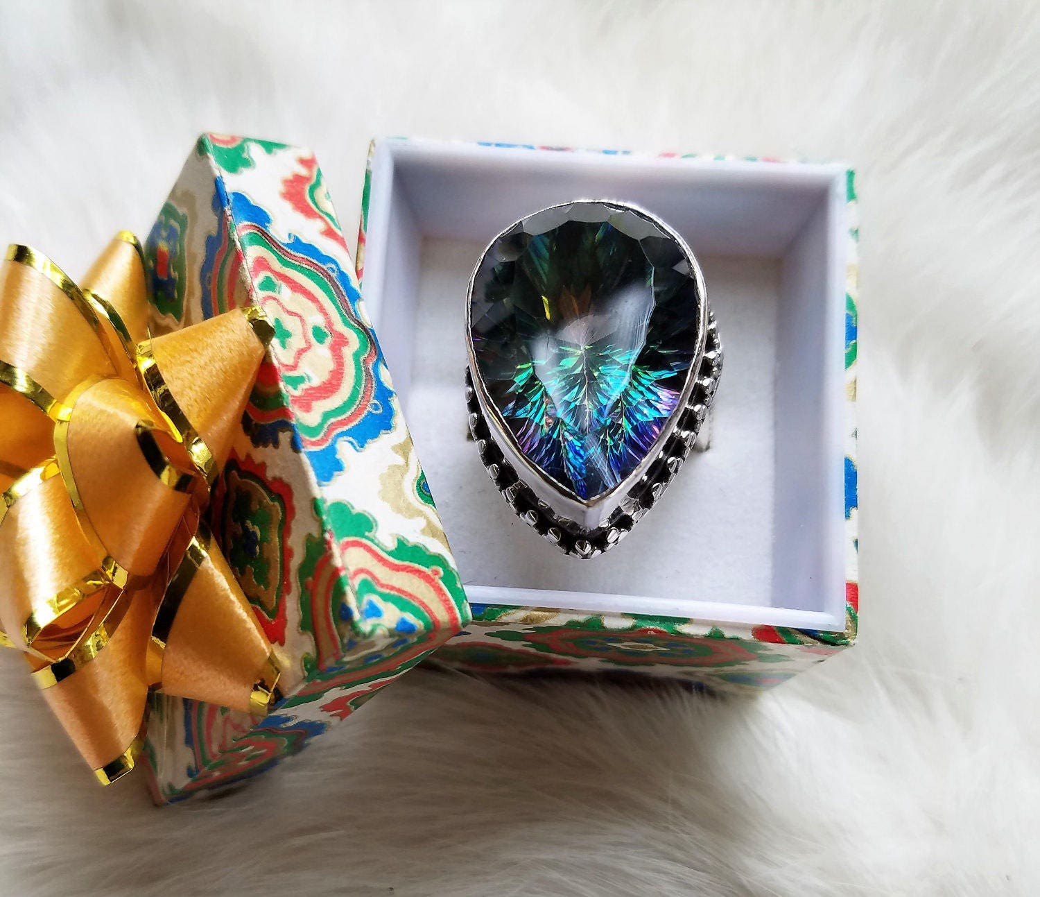Mystic Feuer Topas Sterling Silber Prinzessin Ring Mystic Feuer Topas Sterling Silber Prinzessin Ring von Fioredoro