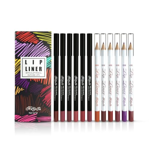 Fiorky 12 Teile/satz Matte Lippenstift Bleistift Wasserdicht Lipliner Bleistift Set Langlebig Multifunktionale Make-Up Geschenk Kit for Frauen von Fiorky