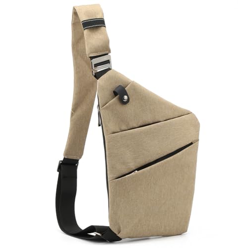 Fiorky Anti-Dieb-Brusttasche, multifunktionale Herren-Umhängetasche, Nylon, tragbar for Reisen (rechte Schulter Khaki) (Khaki rechte Schulter) von Fiorky