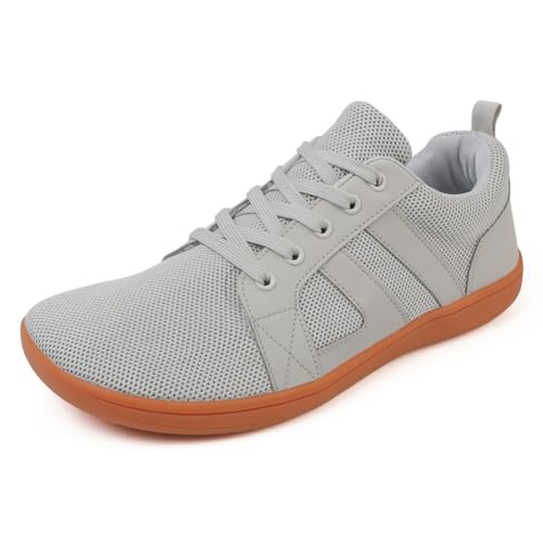 Fiorky Barfußschuhe, atmungsaktive Zero-Drop-Schuhe, leichte Freizeit-Lauf-Sneaker, minimalistische Wanderschuhe, Outdoor-Sportschuhe (40 Grau) von Fiorky