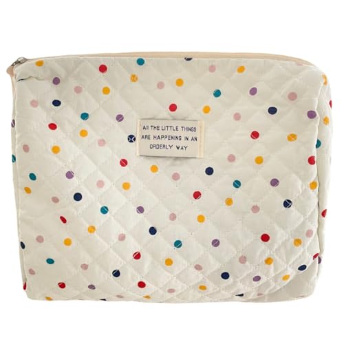 Fiorky Bunte Polka Dots Reise-Make-up-Tasche, großes Fassungsvermögen, Kosmetiktasche mit Reißverschluss, Make-up-Organizer, Aufbewahrungstasche for Frauen und Mädchen von Fiorky