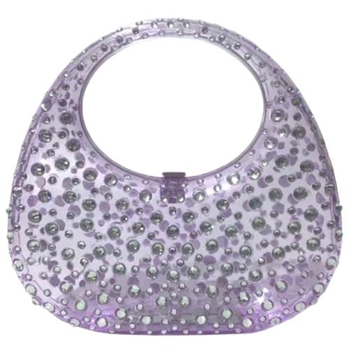 Fiorky Damen-Abendtasche, Acryl-Geldbörsen, stilvolle All-Match-Tasche, modische Mini-Handtasche, glitzernde Glitzer-Tasche for den täglichen Gebrauch im Büro, einfarbige Tasche (lila) von Fiorky