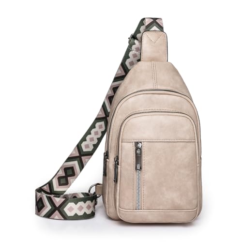 Fiorky Damen-Brusttasche aus Leder, modische Umhängetasche, vielseitige Umhängetasche, Umhängetasche, Hobo-Tasche, tägliche Dating-Tasche (Beige) von Fiorky