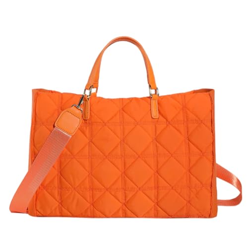 Fiorky Damen-Einkaufstasche, gesteppt, vielseitige Puffer-Hobo-Handtasche, leichte Umhängetasche, Schultertasche, bauschige Umhängetasche, Winter-Shopper-Tasche (Orange) von Fiorky